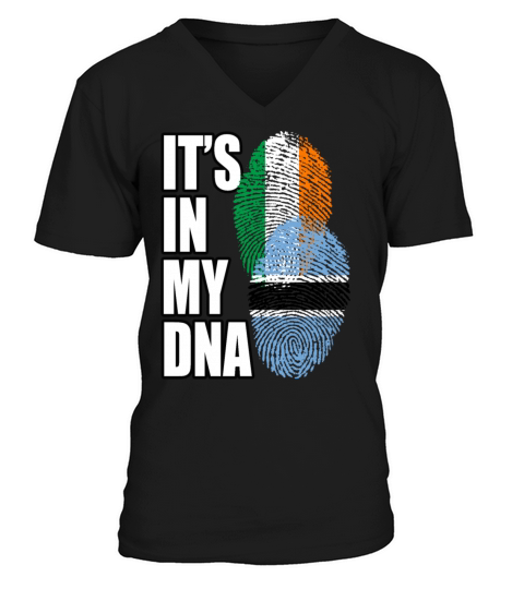 Botswana And Irish Mix Heritage DNA Flag V-Neck T-shirt