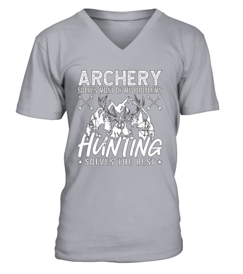 Bowhunting Archery Solves Most Of Target Bowhunter V-Neck T-shirt