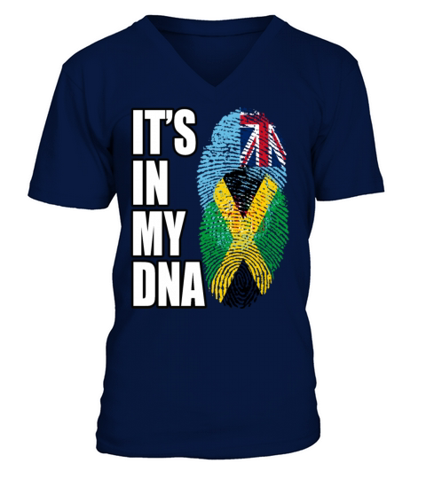 Fijian And Jamaican Mix Heritage DNA Flag V-Neck T-shirt