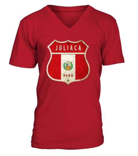 Juliaca Peru coat of arms flag design V-Neck T-shirt