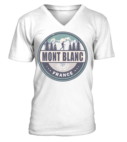 Mont Blanc France French Alps Vintage Hiking V-Neck T-shirt