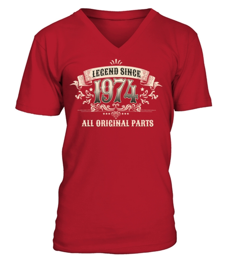 Retro Vintage Birthday Legend Since 1974 V-Neck T-shirt