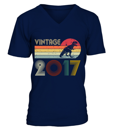 Vintage 2017 5th Birthday Boy 5 Years Old Dinosaur V-Neck T-shirt