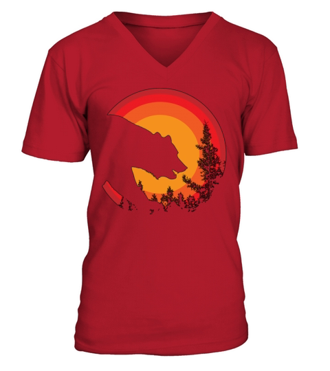 vintage retro sunset art of zoo V-Neck T-shirt