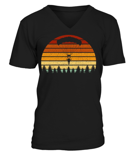 Vintage Sunset Skydiving For Skydivers V-Neck T-shirt