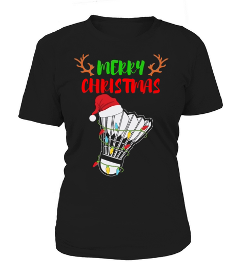 Badminton Christmas Lights Santa Hat Women's T-Shirt