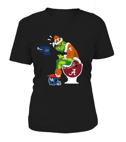 Grinch Santa Tennessee sitting on Alabama Crimson Tide toilet Women's T-Shirt