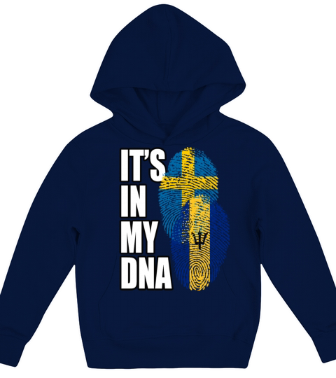 Barbadian And Swedish Mix Heritage DNA Flag Kids Hoodie