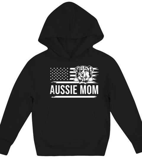 Cute AUSSIE dog pet owner MOM US flag theme Kids Hoodie