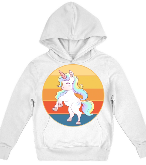 Cute Kawaii Unicorn Retro Sunset Vintage Kids Hoodie