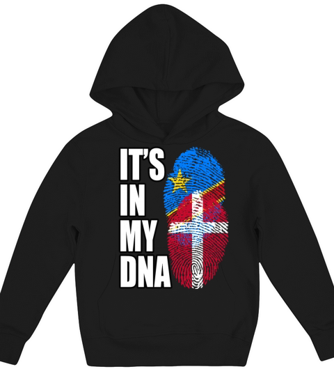 Danish And Congolese Mix Heritage DNA Flag Kids Hoodie