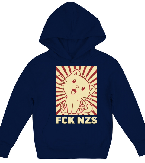 FCK NZS cute kawaii cat antifa vintage FCKNZS Kids Hoodie