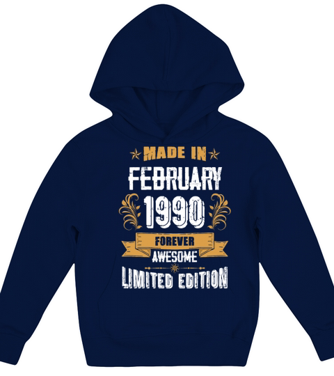 February 1990 Vintage Birthday Present Kids Hoodie