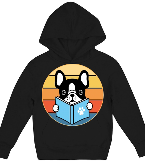 French Bulldog Dog Breed Vintage Retro Sunset Kids Hoodie