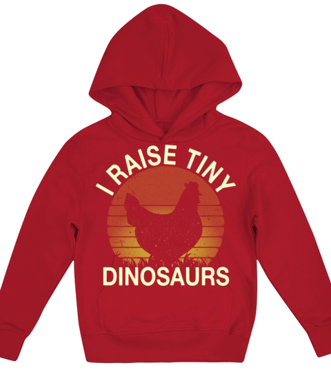 Funny Chicken I Raise Tiny Dinosaurs Vintage Retro Kids Hoodie