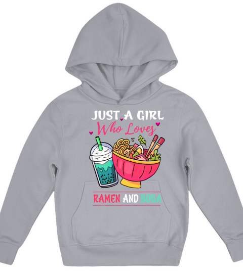 Just A Girl Who Loves Ramen And Boba Tea Kawaii Gi Kids Hoodie