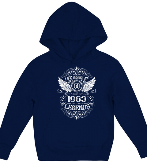 Life begins at 60 years 1963 birthday angel wings Kids Hoodie