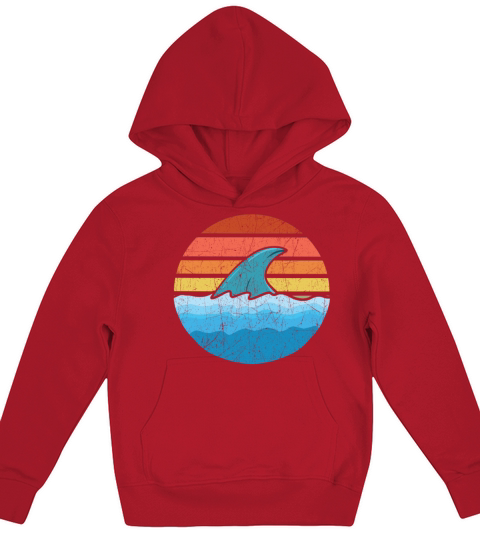 National Retro Day Vintage Old Classic Shark Kids Hoodie