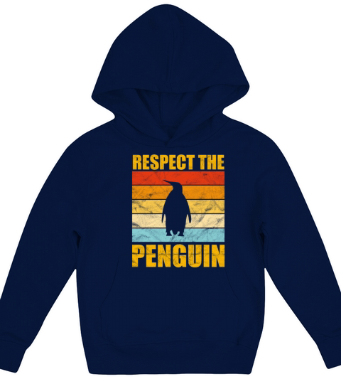 Respect The Penguin Vintage Sunset Cute Womens Pe Kids Hoodie