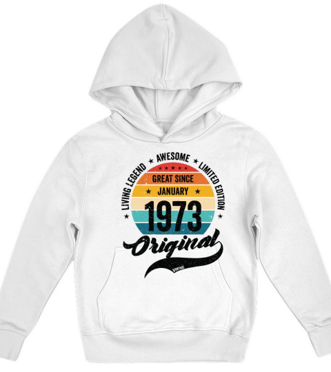 Retro 50 Years January 1973 Birthday Vintage Bday Kids Hoodie