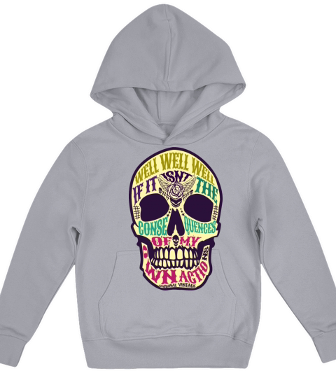well well consequences meme vintage SKULL colorful Kids Hoodie