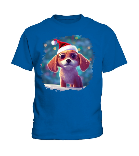 Christmas Cute Little Puppy With Santa Hat Kids T-Shirt