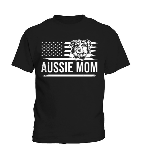 Cute AUSSIE dog pet owner MOM US flag theme Kids T-Shirt