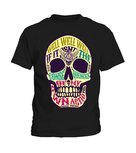 well well consequences meme vintage SKULL colorful Kids T-Shirt