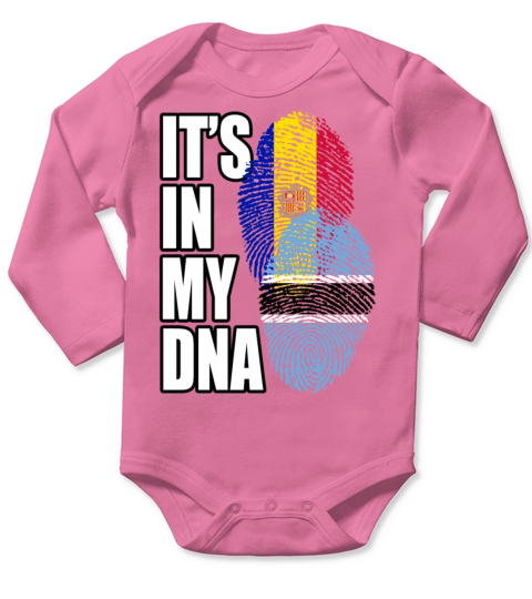 Botswana And Andorran Mix Heritage DNA Flag Long Sleeve Baby One-Piece