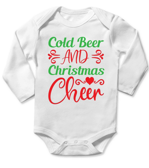 Cold Beer And Christmas Cheer Long Sleeve Baby One-Piece