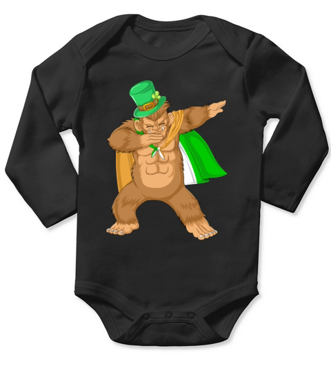 dabbing bigfoot st patricks day Long Sleeve Baby One-Piece