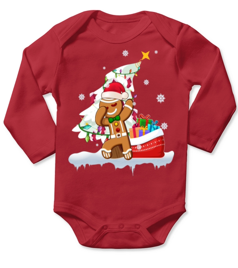 Dabbing Gingerbread Merry Christmas Long Sleeve Baby One-Piece