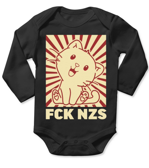 FCK NZS cute kawaii cat antifa vintage FCKNZS Long Sleeve Baby One-Piece