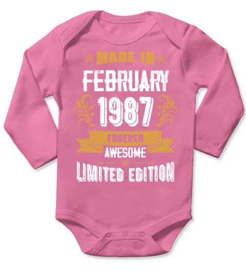 February 1987 Vintage Birthday Present Long Sleeve Baby One-Piece