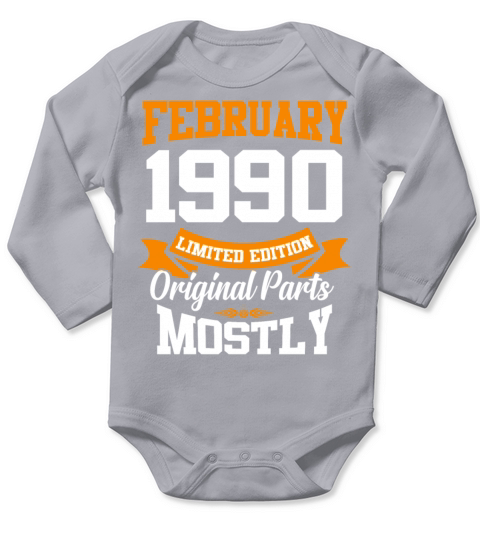 February 1990 Vintage Birthday Present Long Sleeve Baby One-Piece