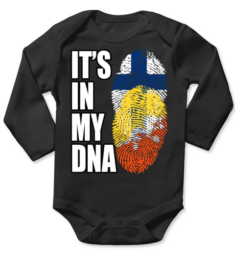 Finland And Bhutanese Mix Heritage DNA Flag Long Sleeve Baby One-Piece