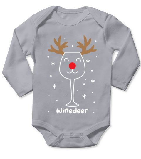 Merry Christmas Funny Christmas Winedeer Wine Deer Reindeer Long Sleeve Baby One-Piece