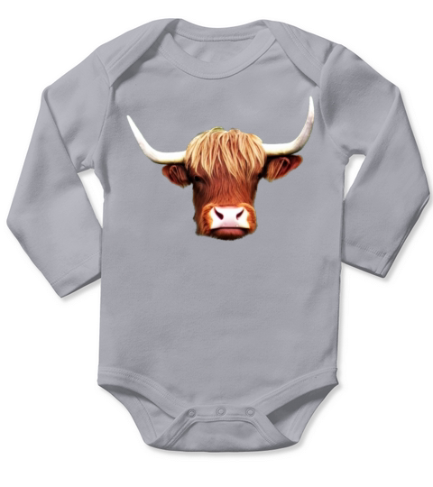 Highland Cattle Design Farmer imprint cow Long Sleeve Baby One-Piece