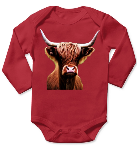 Highland Cattle Design Farmer imprint cow Long Sleeve Baby One-Piece