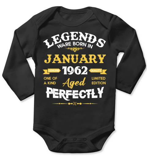 January 1962 Vintage Birthday Present Long Sleeve Baby One-Piece