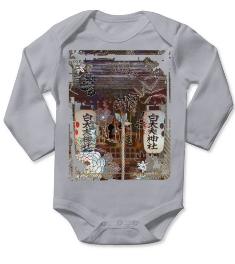 Japan Worship Place Collage Art 90 Long Sleeve Baby One-Piece