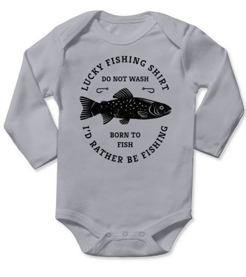 Lucky Trout Fishing Do not Wash Born to Fish Gift Long Sleeve Baby One-Piece