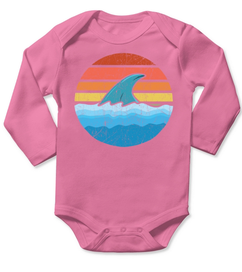 National Retro Day Vintage Old Classic Shark Long Sleeve Baby One-Piece
