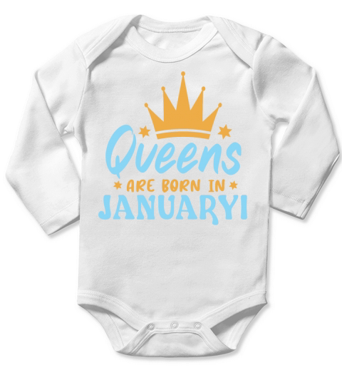 Queens Are Born In January Long Sleeve Baby One-Piece