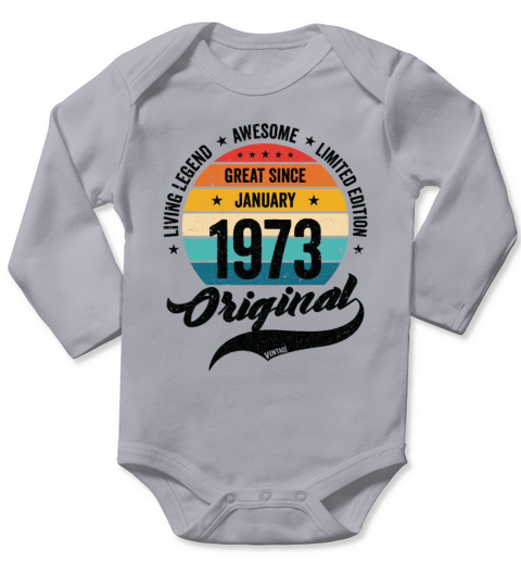 Retro 50 Years January 1973 Birthday Vintage Bday Long Sleeve Baby One-Piece