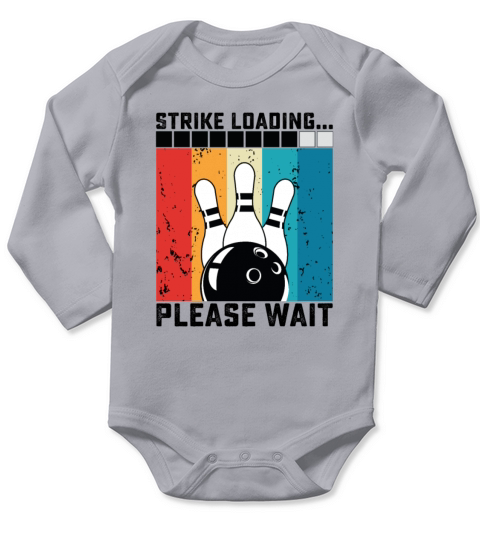 Strike Loading Please Wait Retro Vintage Bowling Long Sleeve Baby One-Piece