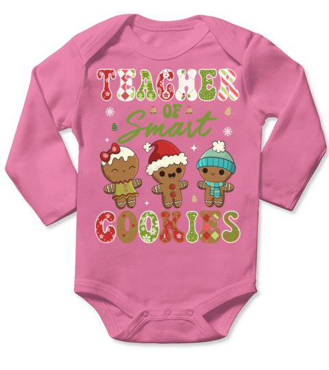 Teacher Smart Cookies Christmas Long Sleeve Baby One-Piece