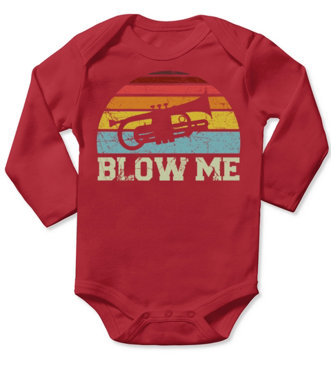 Trumpet Player Vintage Retro Blow Long Sleeve Baby One-Piece