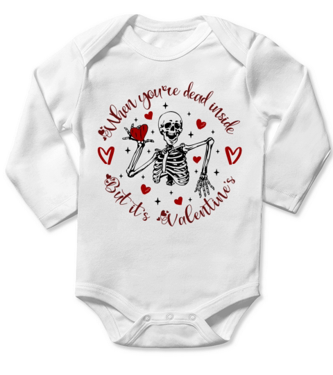Valentine skeleton funny valentines day 2022 Long Sleeve Baby One-Piece