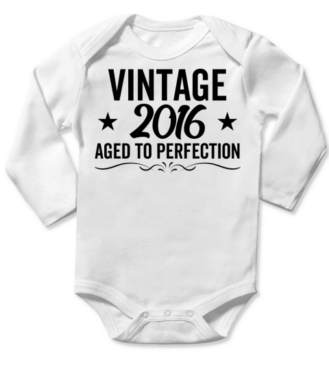 Vintage 2016 Aged To Perfection Long Sleeve Baby One-Piece